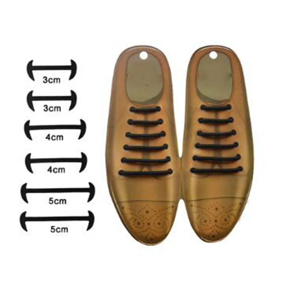 12pcs/set 3 Sizes Men Women Leather Shoes Lazy No Tie Shoelaces Elastic Silicone Shoe Lace Suitable