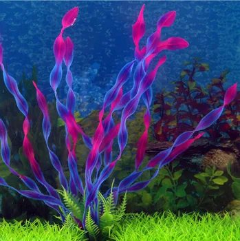 

30cm Purple Green Artificial Plastic Grass Aquarium Sea weed Plant Fish Tank Ornament Decoration Purple Green