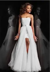 Vestidos  Hot Sale New Arrival Free Shipping Floor Length Evening Dress Prom Gown 2 in 1 Detachable Skirt Pink White