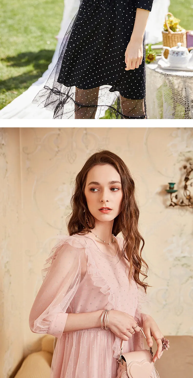 Женское платье с оборками ARTKA, розовое фатиновое платье из двух предметов с V-образным вырезом, платье феи, LA12581X, на весну-лето