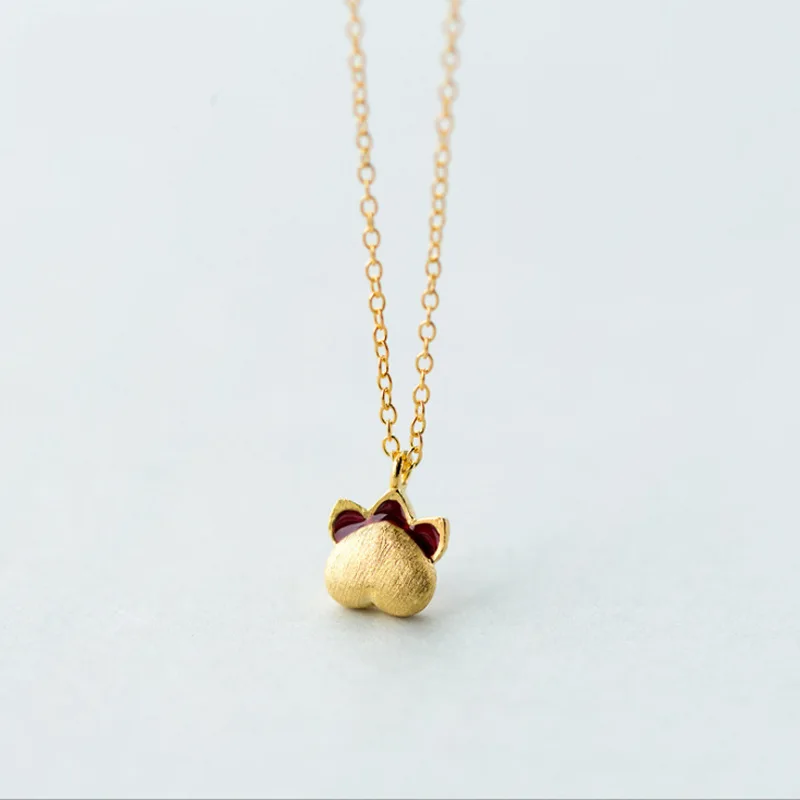 golden lovely cat paw red drop glaze necklace women 100% 925 Sterling silver nacklace jewelry Clavicle chain pendant charms gift