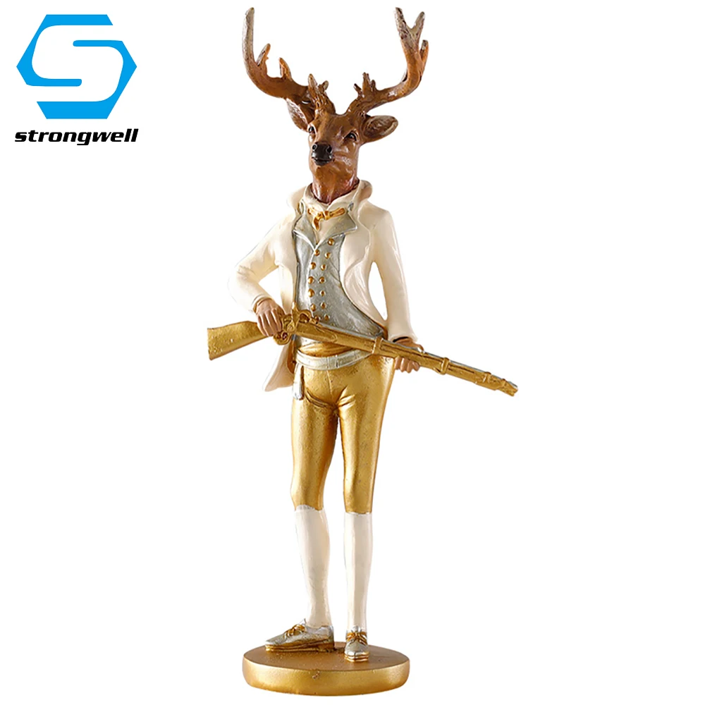 

Strongwell Gentleman Rabbits Deer Model Miniatures Figurine Resin Crafts Desktop Home Decoration Accessories Borthday Gift Kids