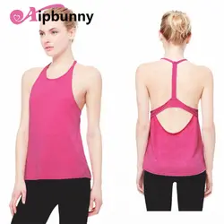 Aipbunny Для женщин Sexy Back выдалбливают Йога Топы корректирующие Спортивная футболка быстросохнущая Фитнес спортивная одежда Бег бег Рубашки