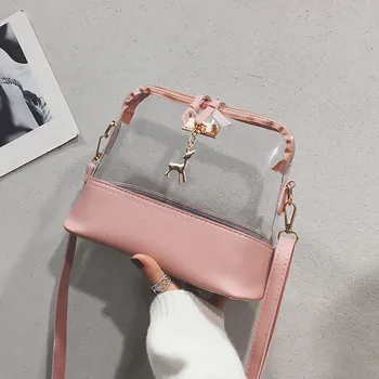 

Women Bag Transparent Crossbody Fawn Pendant Shell Shoulder Messenger ladies hand bags torebka damska shopper bolsa feminina