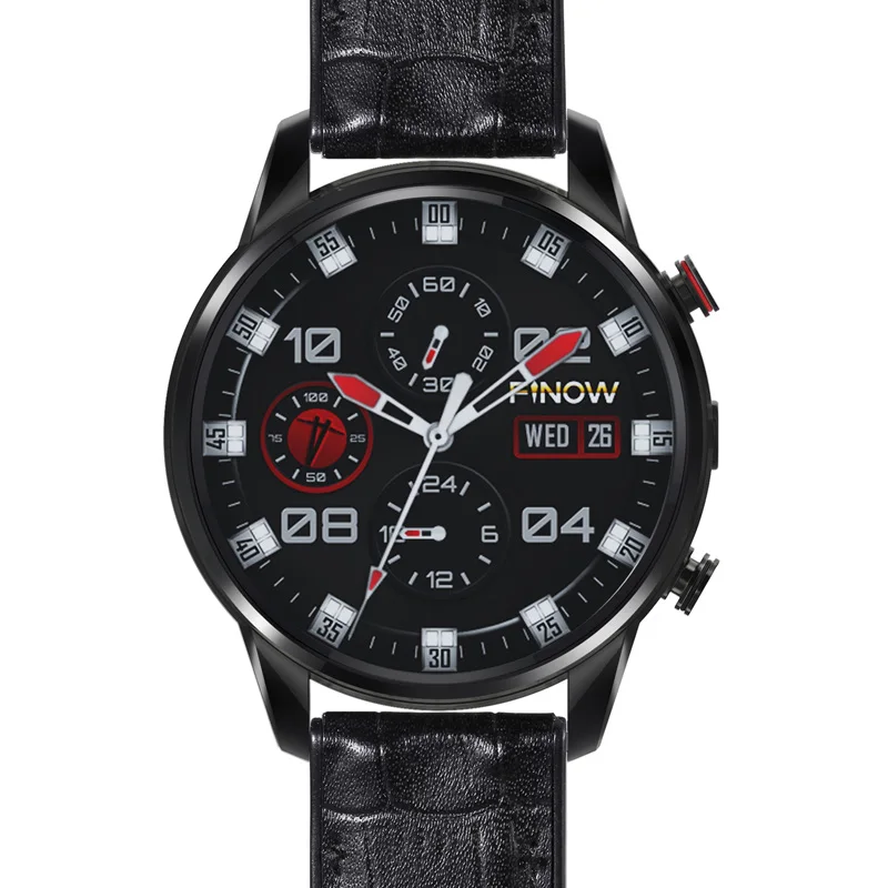 Finow X7 смарт-часы 4G Круглые Android часы телефон MTK6739 четырехъядерный умные часы мужские 1,39 дюймов AMOLED relogio inteligente - Цвет: Черный