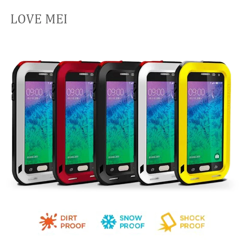 Love Mei Waterproof Shockproof Gorilla Glass Metal Aluminum Case Cover For samsung galaxy Alpha G850 Three
