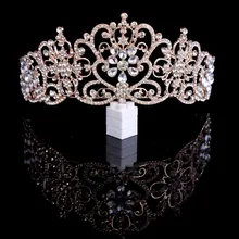 Розовое золото кристалл свадебные диадемы невесты Королева Корона со стразами для женщин Corona Diadema Свадебные украшения для волос аксессуары для волос