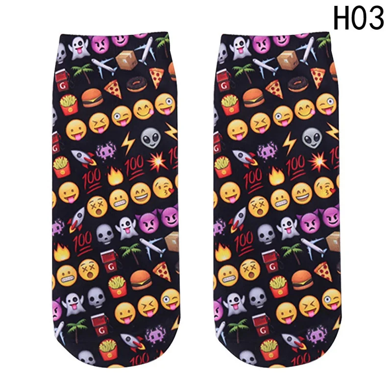 1 пара носков унисекс с 3D Цифровым принтом, дышащие эластичные носки с улыбающимся лицом, подарки влюбленным, носки-лодочки 1220 - Цвет: 3