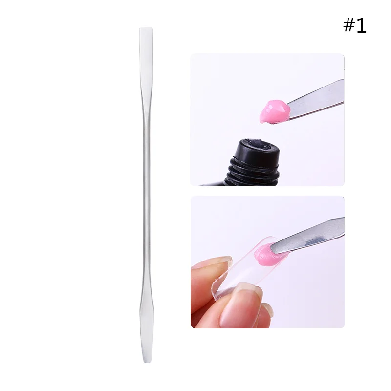 Dual-end Nail Cuticle Pusher Remover Stainless Steel Professional Nail Art Manicure DIY Design Tools - Цвет: 1