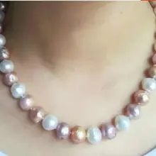 18 дюймов 12-13 мм натуральный белый розовый фиолетовый многоцветный пресноводный жемчуг ожерелье