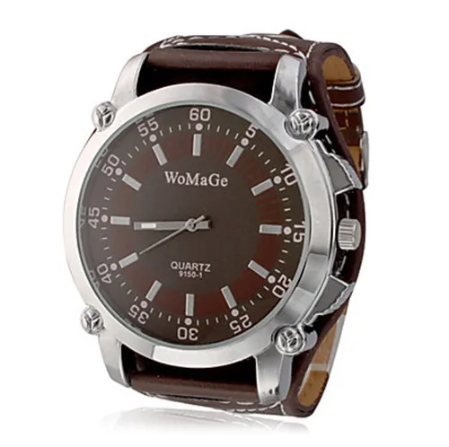 

Womage Men Wristwatch New Design Fashion Quartz Casual Hight Quality Leather Hot Sale Female Ladies unisex Round Dial Watch