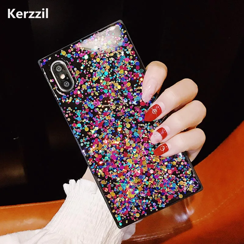 Роскошный цветной чехол в горошек с блестками для iphone X XR XS MAX мягкий из ТПУ 7 8 Plus
