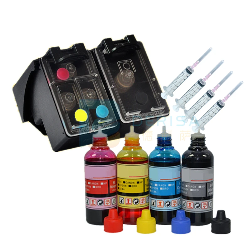 

Refillable Ink cartridge replace for HP 61 + 400ml Ink compatible for HP J110a J210a J310a J410a 1000 2000 1510 2540 4500 2600