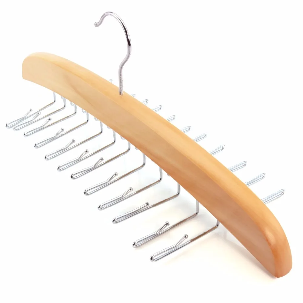 

Natural Beech Wood Single Wooden Tie Hanger Organiser Rack - Holds 24 Ties