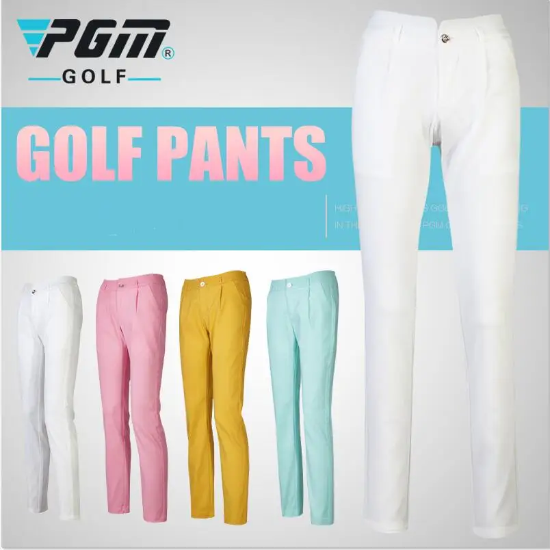 PGM Colorful Golf Pants For Women White Winter Polyester Breathable Hight Elasticity Quick Dry Womens Golf Pants Sports Trousers