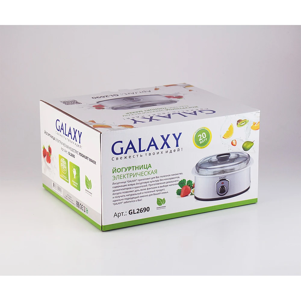 Йогуртница Galaxy GL 2690 (Мощность 20 Вт, 7 стеклянных стаканов по 200 мл с крышками, индикатор работы)