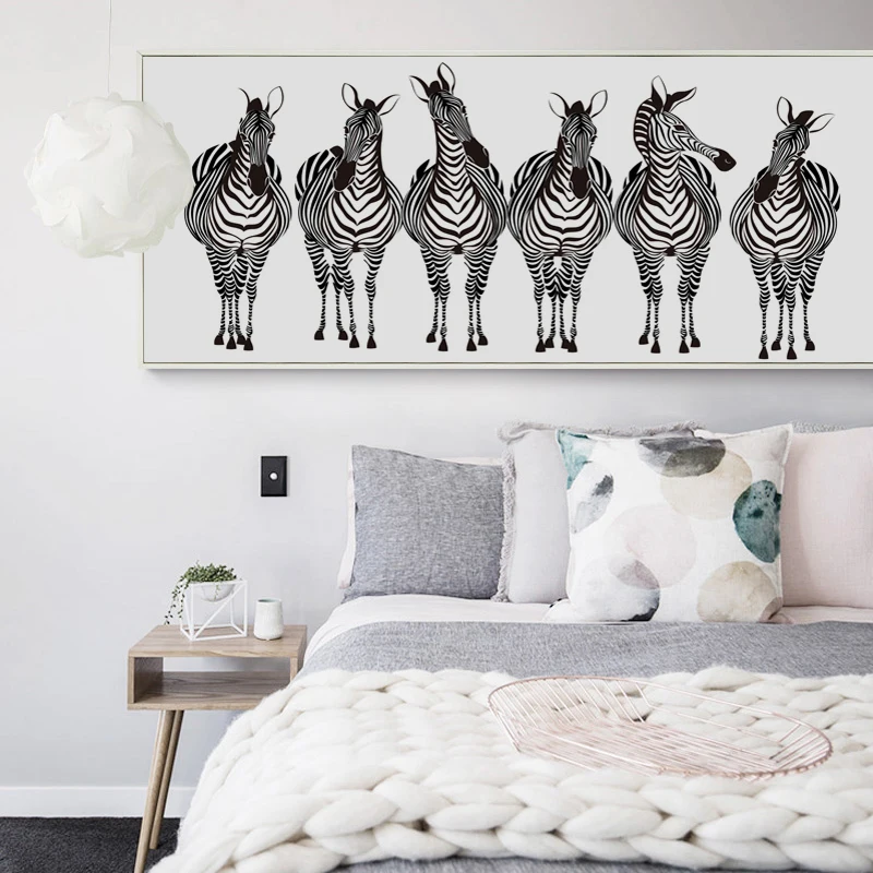 Simple Zebra Family Banner Canvas Art Painting Print Poster Picture Wall Living Room Bedside Home Decoration Murals | Дом и сад