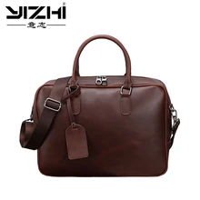 YIZHI бренд Для мужчин большой Портфели Винтаж искусственная кожа Crazy Horse Портфели Бизнес сумки на плечо для ноутбука Портфели мешок коричневый