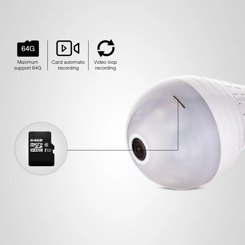 KERUI LED Light 960P Wireless Panoramic Home Security WiFi CCTV Fisheye Bulb Lamp IP Camera 360 Degree Home Security Burglar KERUI LED Light 960P Wireless Panoramic Home Security WiFi CCTV Fisheye Bulb Lamp IP Camera 360 Degree Home Security Burglar