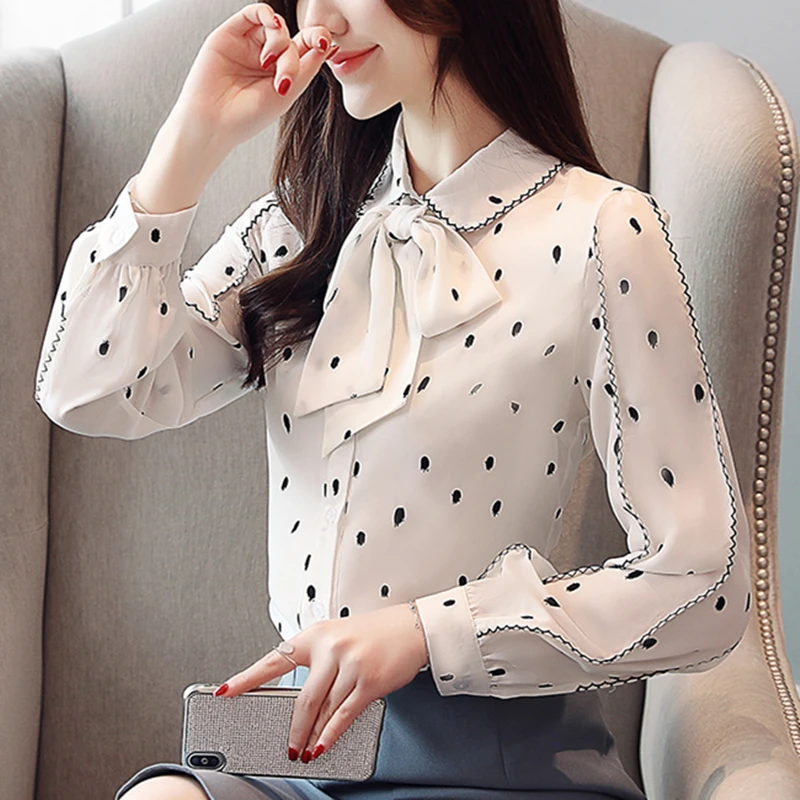 Tops Blusas para mujer de chifón blancas de manga larga para mujer Blusas elegantes de talla grande XXL|Blusas y camisas| - AliExpress