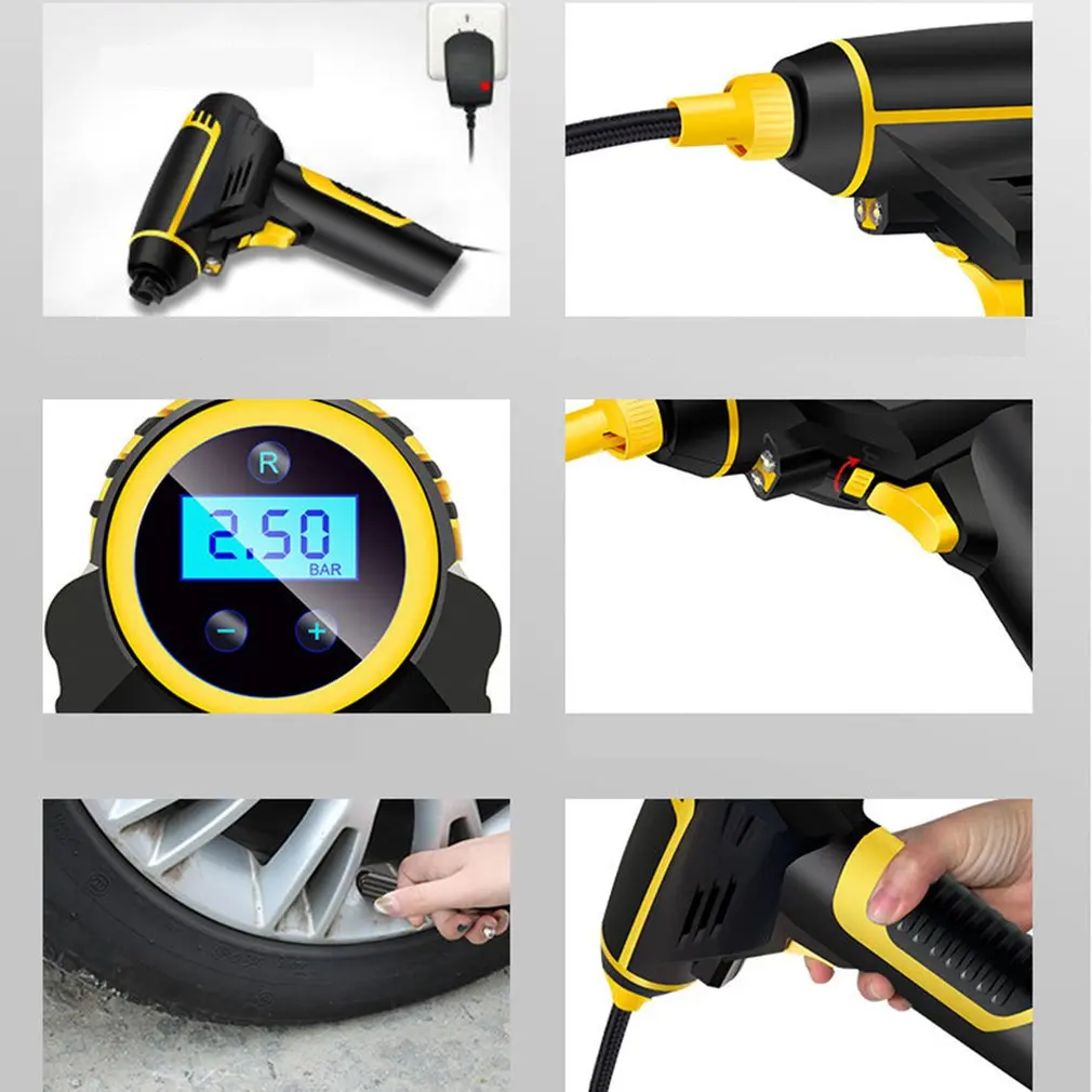 Portable Handled Digital Air Compressor Pump USB Rechargable Car Air Compressor