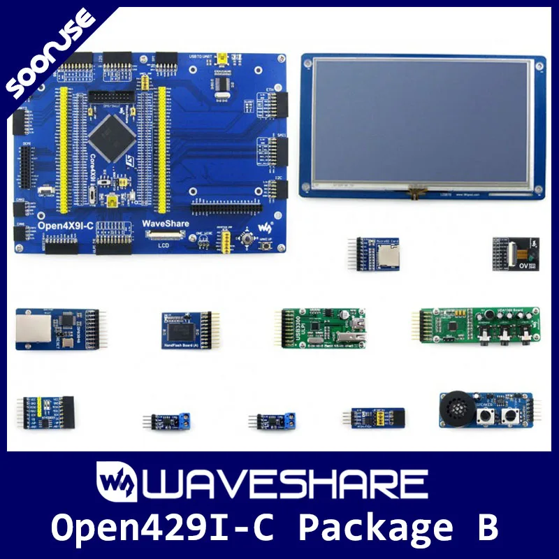 Waveshare макетная плата B STM32 комплект из 11 модулей STM32F429IGT6 STM32F429 Cortex M4 + 7 "емкостный