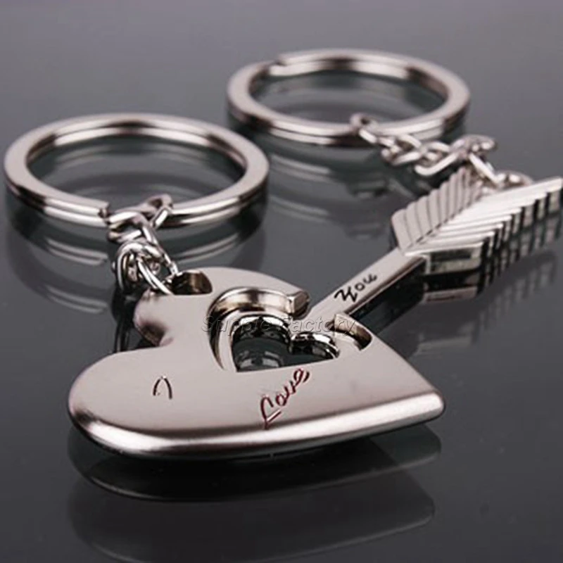 

100pairs/lot=200pcs stainless steel "capture your heart" key chain sets key ring favors wedding gifts for guest