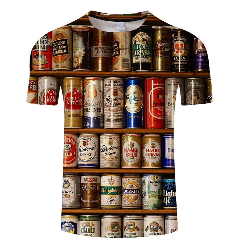 

2019 new 3D T-shirt men's canned beer graphic hip hop round neck short-sleeved T-shirt tops for men and women s-6xl