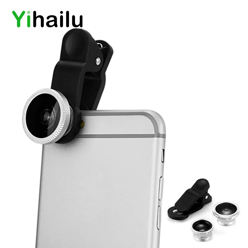 

3 in 1 Universal Wide Angle Fish Eye Macro Lens Clip Smart Phone Lens For iPhone Samsung HTC Camera Kit For All Phone