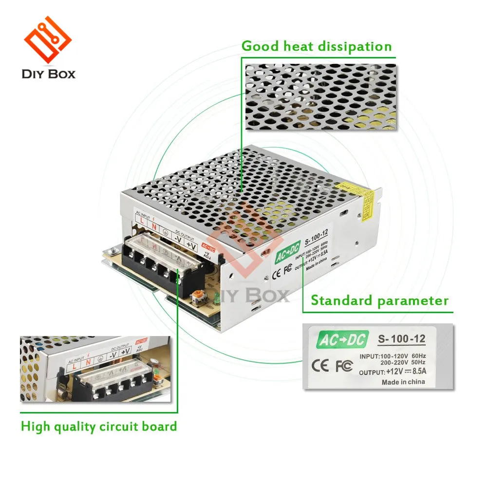 Импульсный источник питания DC 5V 12V 24V 48V 180W 240W 300W 350W 360W 400W 480W 500W трансформатор AC к DC адаптер питания светодиодные ленты