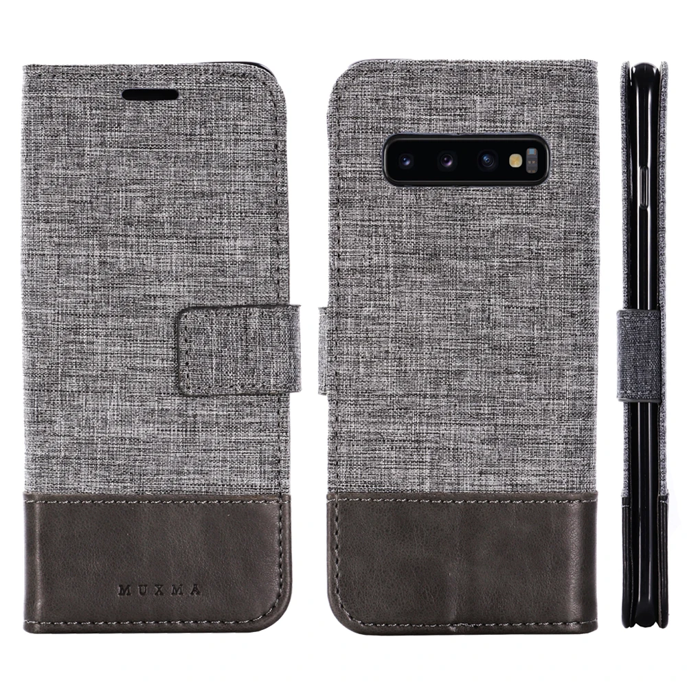 

Muxma Case for Samsung S7 S8 S9 S10 Canvas Flip Leather Wallet Case For Galaxy Note 8 9 A3 A5 A750 M10 20 30 A10 A20 Phone Bag