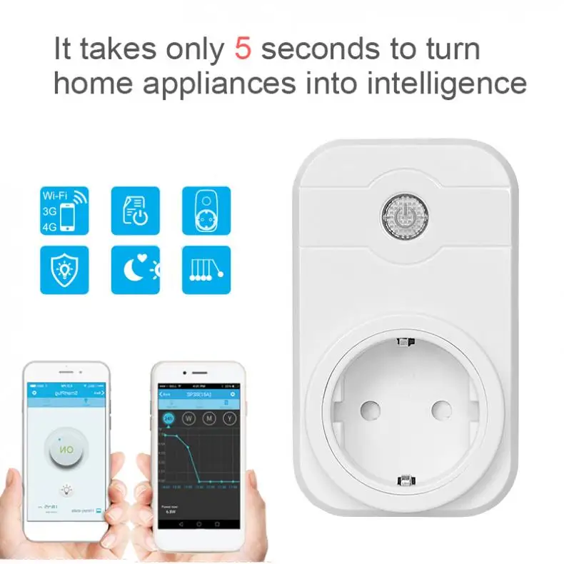 

EU 10A Wifi Socket Plug Outlet Smart Remote Wireless Controls Support Alexa / Google Home Voice Control for Bedroom / Bathroom