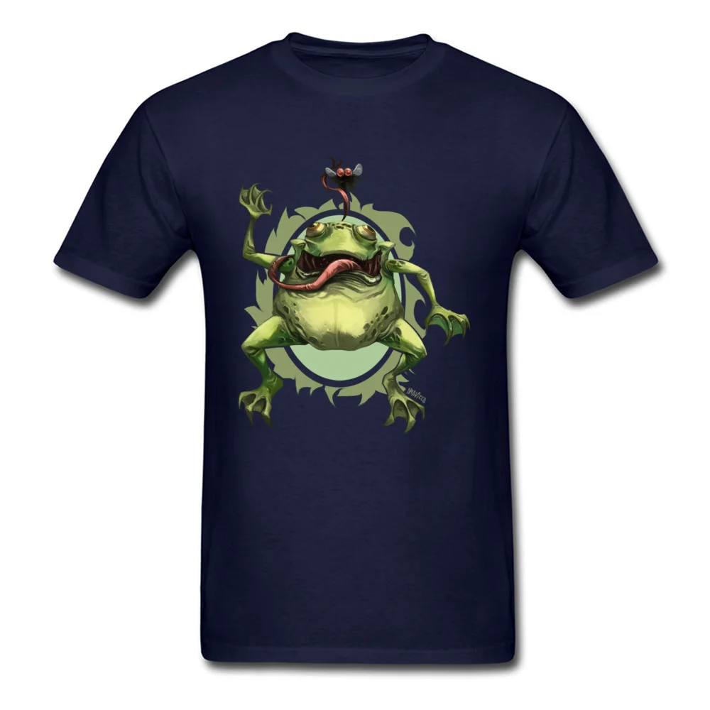 Hungry frog T Shirt Birthday Short Sleeve 2018 Fashion Round Collar 100% Cotton Tops Shirts Tee-Shirts for Men April FOOL DAY Hungry frog navy