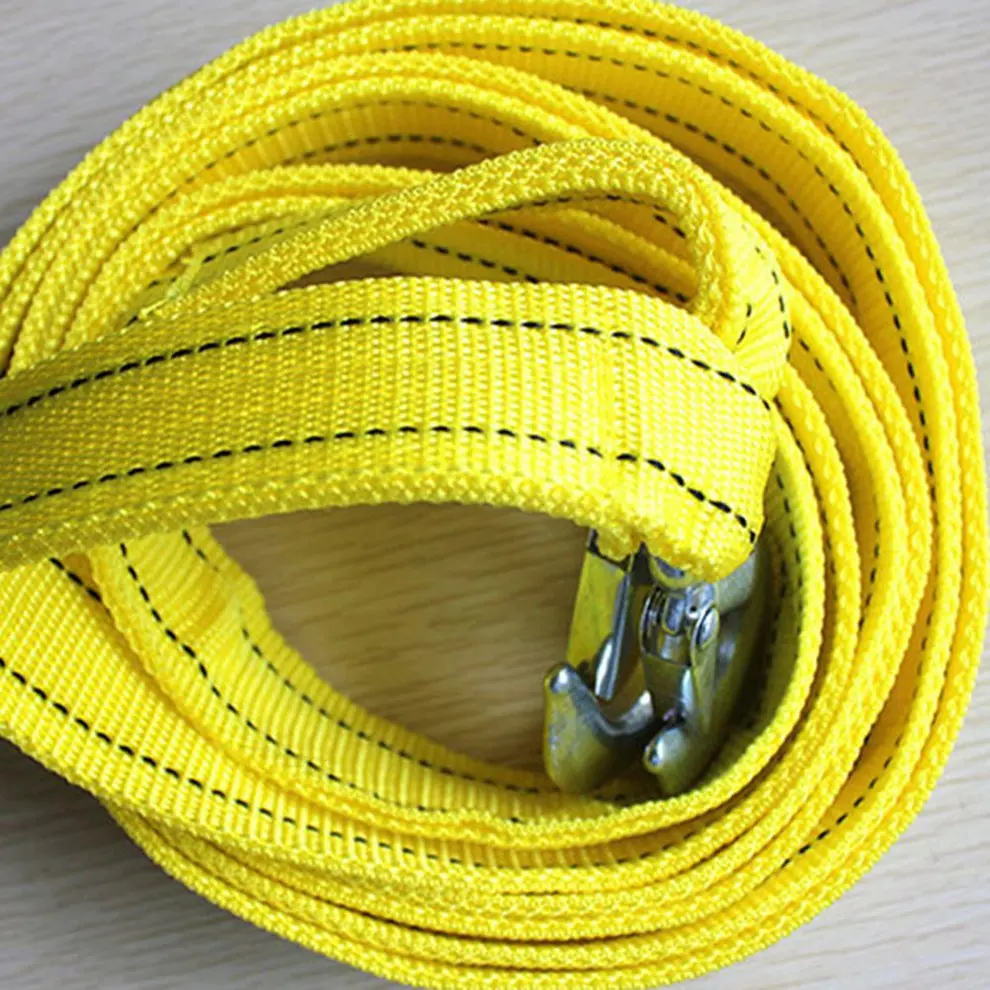 4 m المهنية الثقيلة الذاتي الانقاذ سيارة حبل للسحب حزام حزام من النيلون قوي خطاف معدني سحب كابل مقطورة حزام