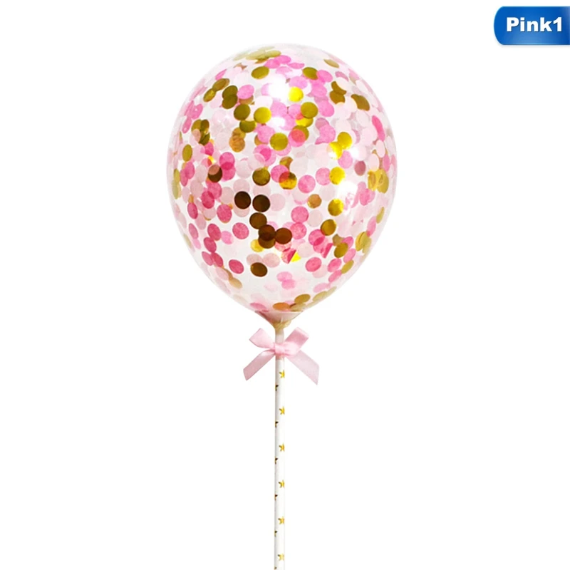 1 шт. 5 дюймов воздушный шар "Конфетти" торт Топпер украшение с бумажной соломенной лентой стол детский душ один день рождения свадебные принадлежности - Цвет: pk1
