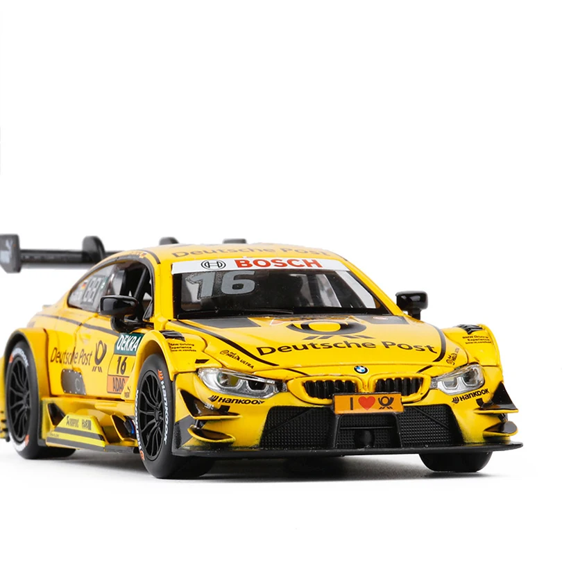 Koop 1 32 M4 DTM Sport Auto Simulatie Speelgoed Auto Model Lichtmetalen Pull Back Kinderen Speelgoed Genuine License Collection Gift Off  road Voertuig