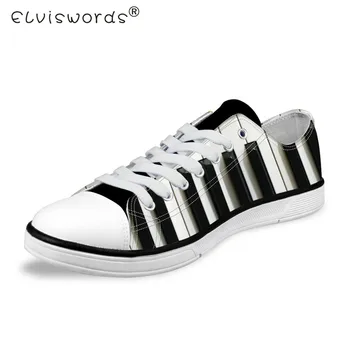 

ELVISWORDS Men Vulcanize Shoes 3D Piano Printed Man Classic Low-top Canvas Shoes For Boys Fashion Casual Male Sneakers Flats New