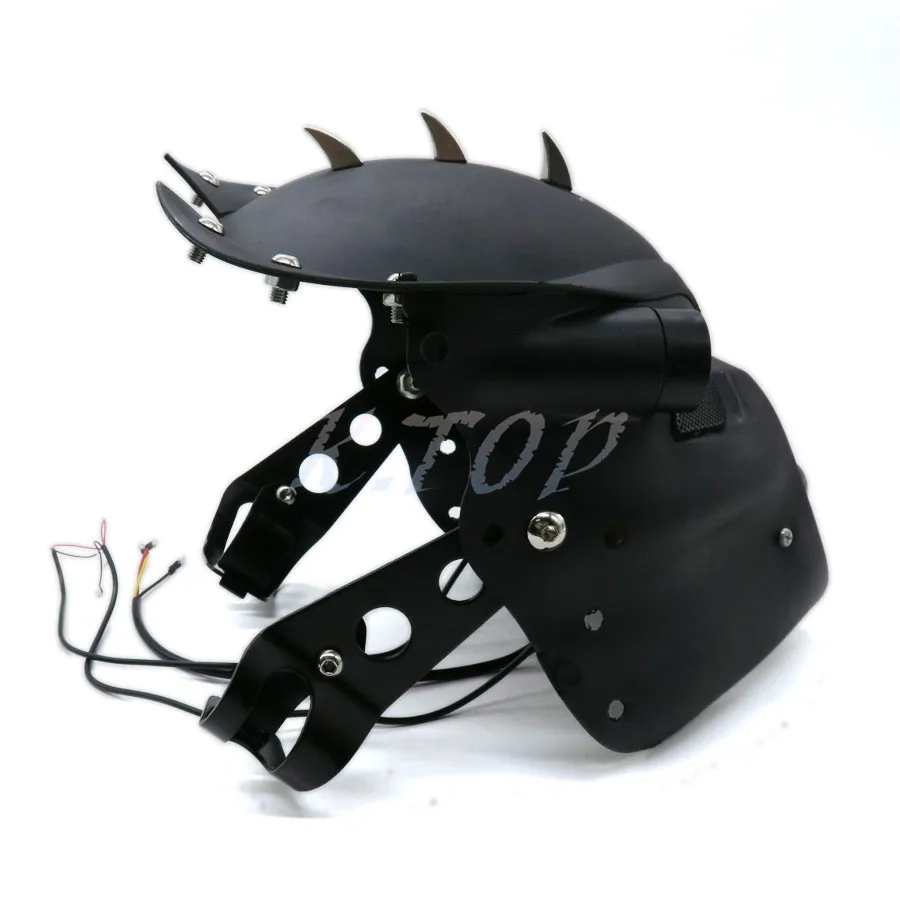 Черная светодиодная фара с черепом для мотоцикла кронштейном Harley Honda Yamaha Kawasaki