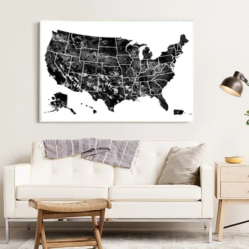 

Map of USA Art Canvas Prints Wall Pictures Modern Paintings