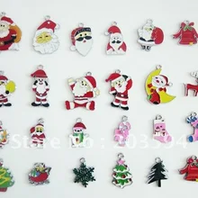A11 100 шт./лот смешанные эмалированные Рождественские Подвески Санта-Клаус подвеска