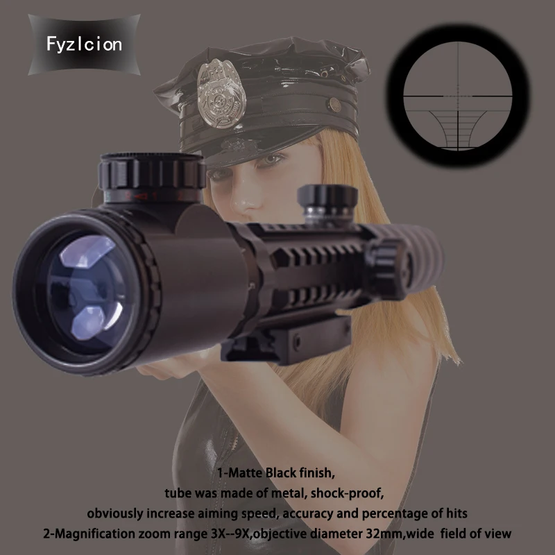 

Fyzlcion Air Hunting Rifle Scope 3-9x32EG Riflescope Red&Green Illuminated Rangefinder Reticle Shotgun /Lens Cover Free Shipping