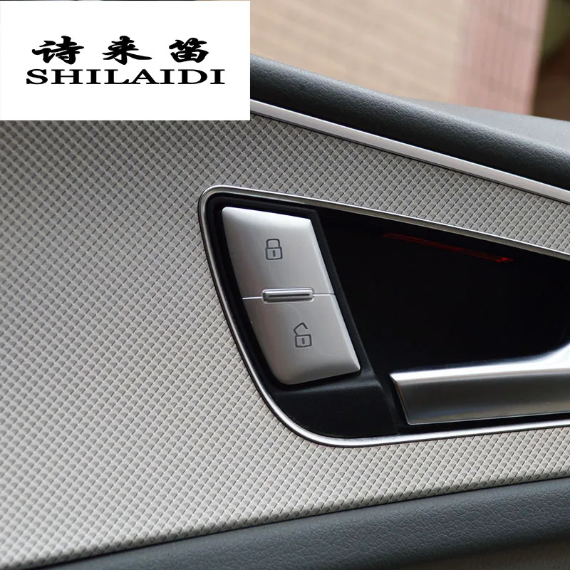 Car styling Door Unlock Switch Button Cover Trim Decal Chrome Handle Key Stickers Interior auto Acc