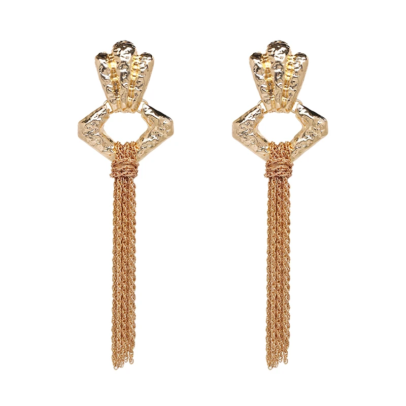 

JUJIA Statement Gold Color Long Tassel Dangle Earrings For Women Wedding Drop Earing Fashion za Jewelry Gifts