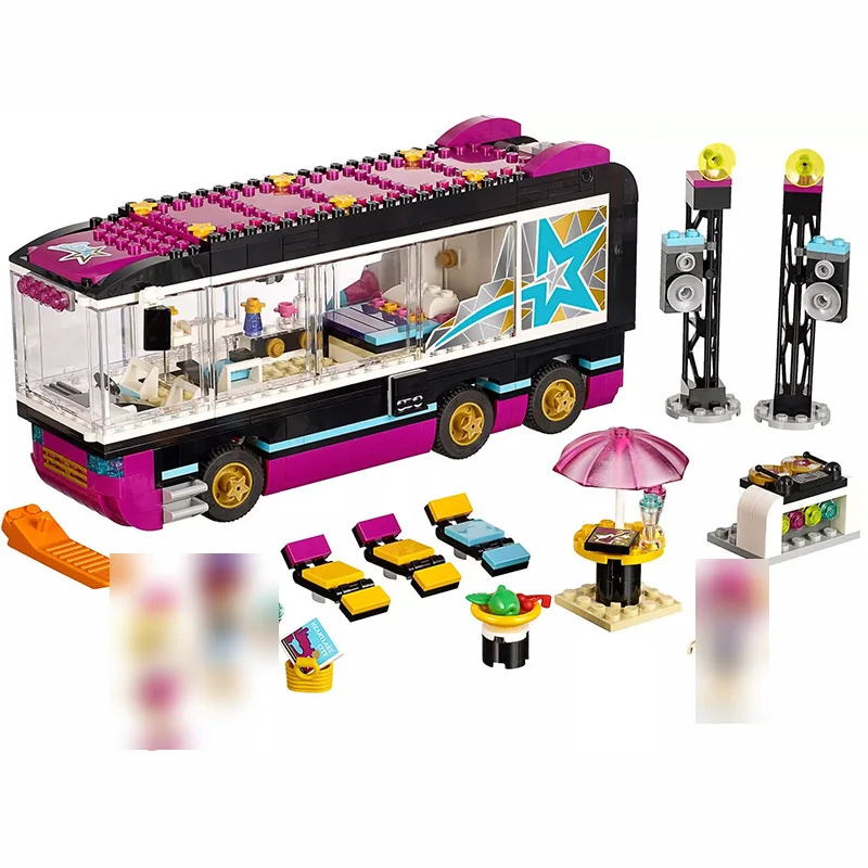 

Friends Pop Star Tour Bus Livi Stephanie Mia Figures City Building Blocks Toys For Children Compatible Friends