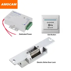 NC Электрический удар дверной замок + блок питания для двери Система контроля доступа видео дверной звонок + дверной Выход Кнопка