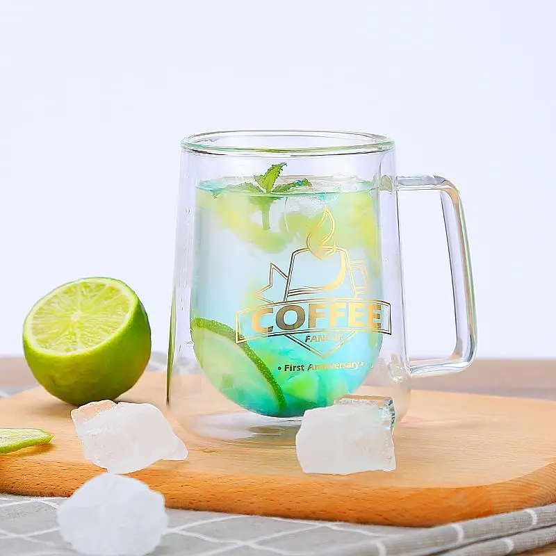 300ml Handmade Heat Resistance Double Clear Glass Cup Coffee Milk Tea