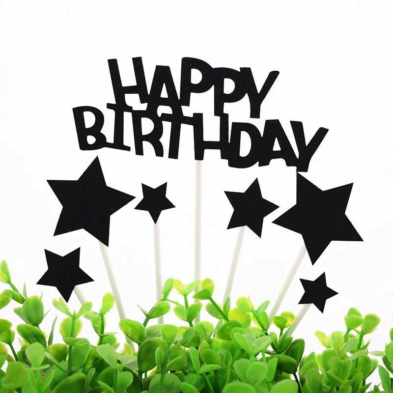

Stars Happy Birthday Cake Toppers Flags Kids Birthday Glittler Cupcake Topper Wedding Bride Baby Shower Party Baking DIY XMAS