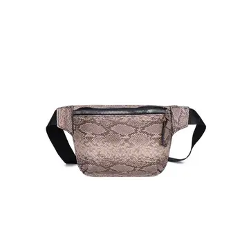 

New Women Waist Pack Serpentine Fanny Pack Pu Leahter Waist Bag Famal Fashion Snake Skin Waist Belt Packs PU Leather Chest Bags