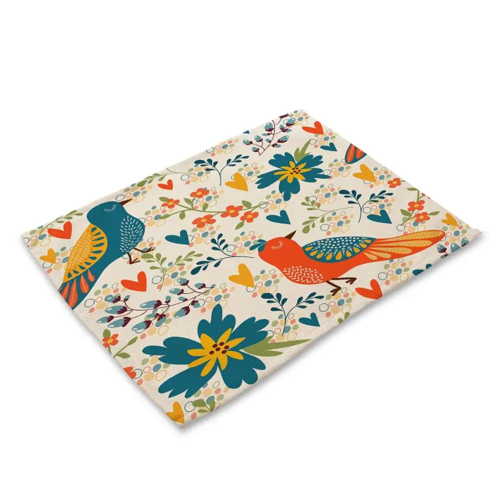 Милый коврик для стола с изображением птицы из мультфильма совы, украшение для кухни, модные столовые принадлежности, салфетка для стола для свадьбы - Цвет: MC00615