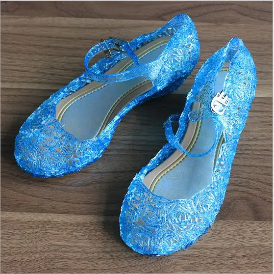 Детская обувь для принцессы для девочек; модные сандалии с кристаллами для девочек; мыльницы для девочек - Цвет: blue